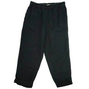 Madewell Black Linen Blend Pull On Pants Womens S Cropped Tapered Pockets